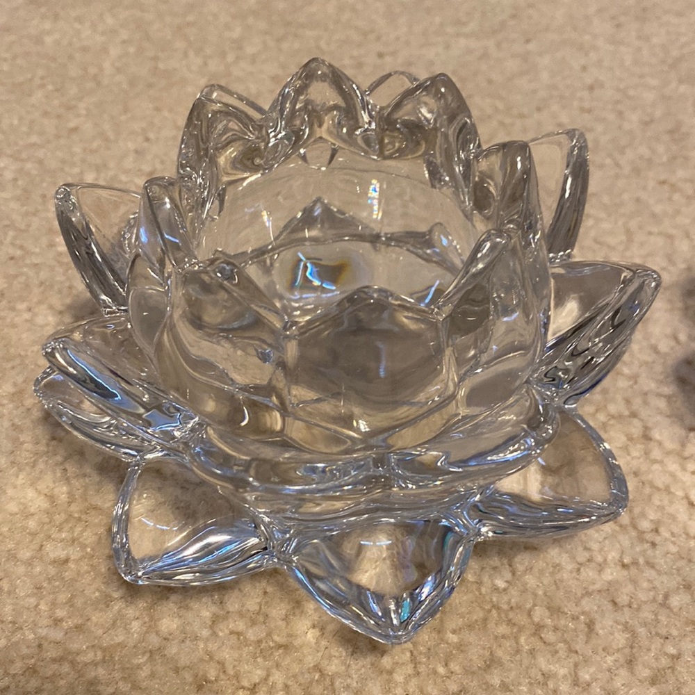 Glass lotus flower candle holders- set of 2